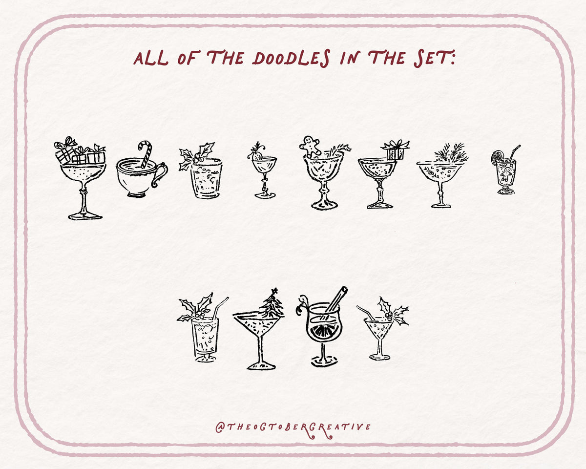 Christmas Cocktails Doodle Pack, preview 4