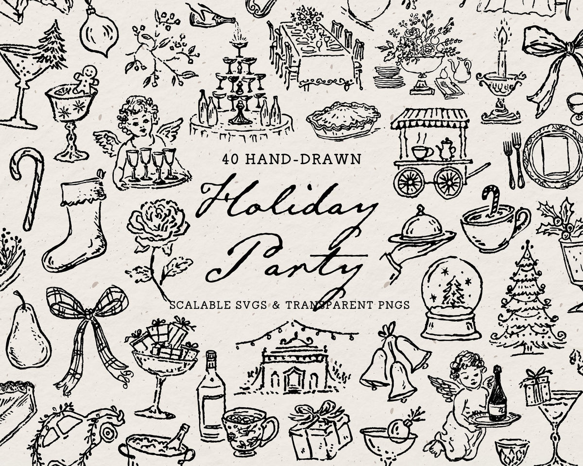 Holiday Party Doodle Pack, preview 1