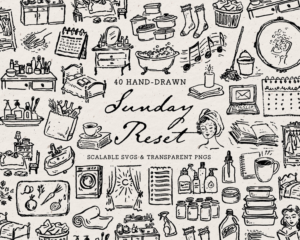 Sunday Reset Doodle Pack, preview 1