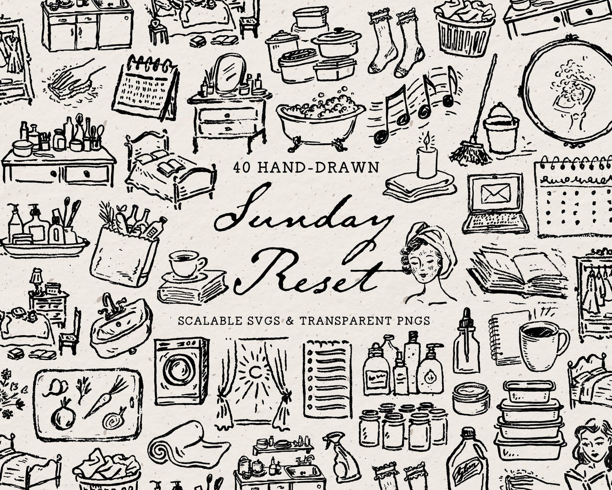 Sunday Reset Doodle Pack, preview 1