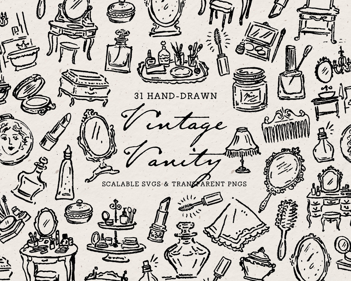 Vintage Vanity Doodle Pack, preview 1