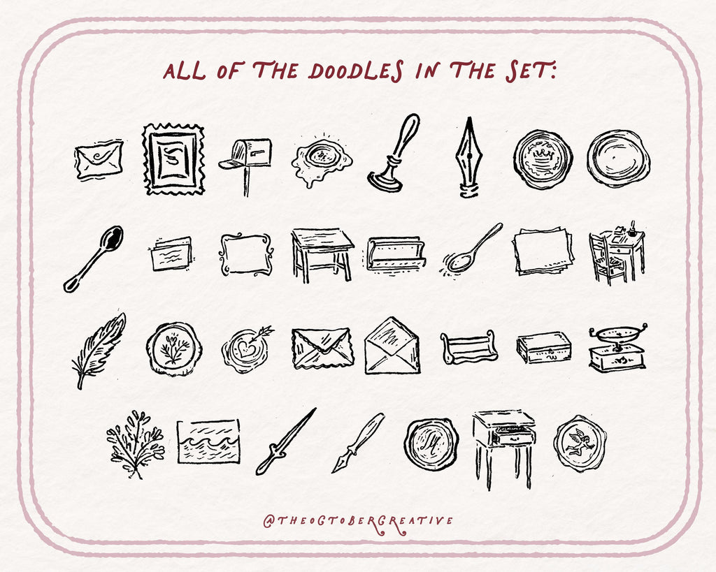 Vintage Post Doodle Pack, preview 4