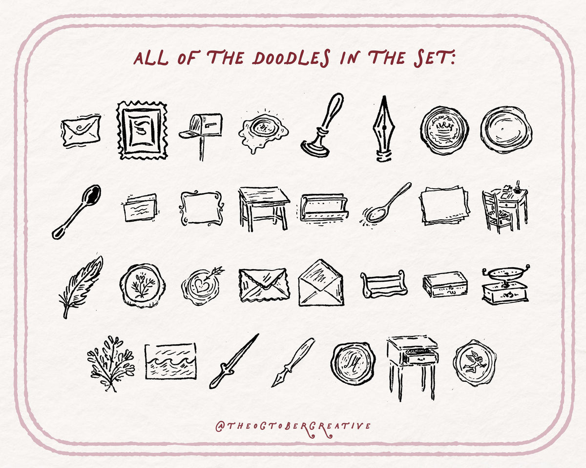 Vintage Post Doodle Pack, preview 4