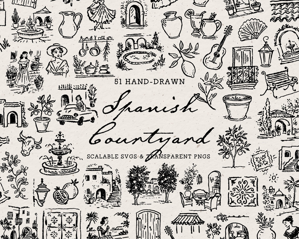 Spanish Courtyard Doodle Pack, preview 1