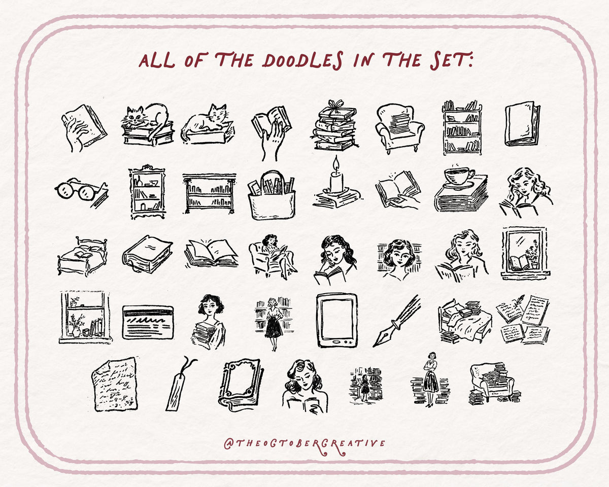 Librarian Life Doodle Pack, preview 4