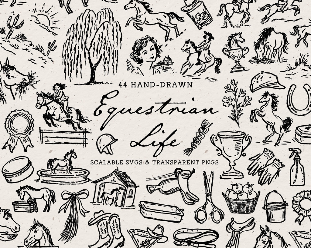 Equestrian Doodle Pack, preview 1