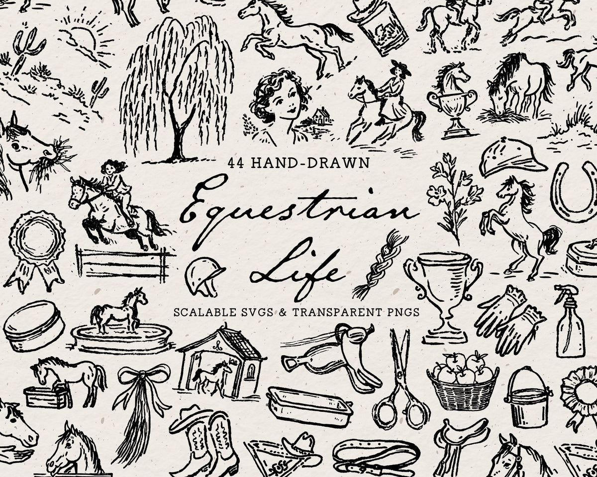 Equestrian Doodle Pack, preview 1