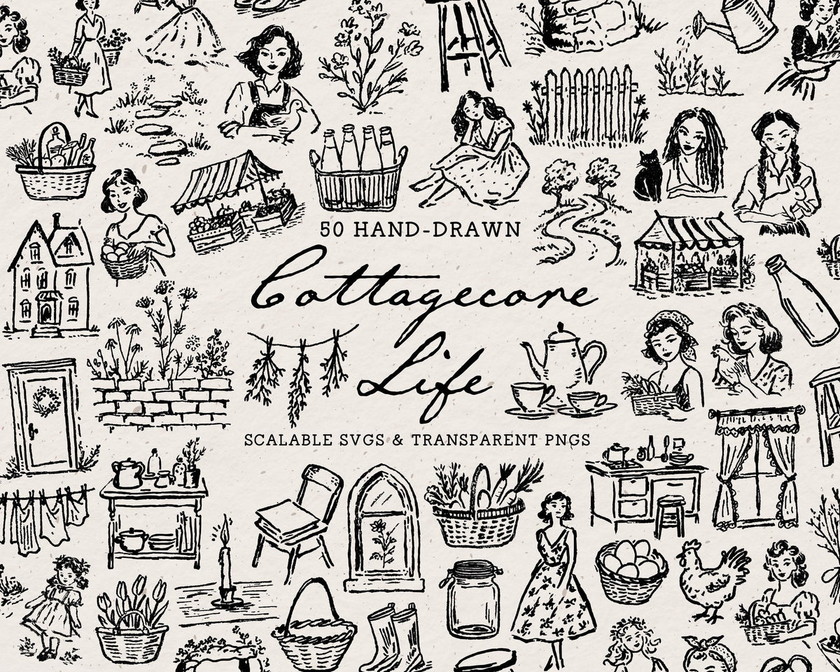 Cottagecore Life Doodle Pack, preview 1