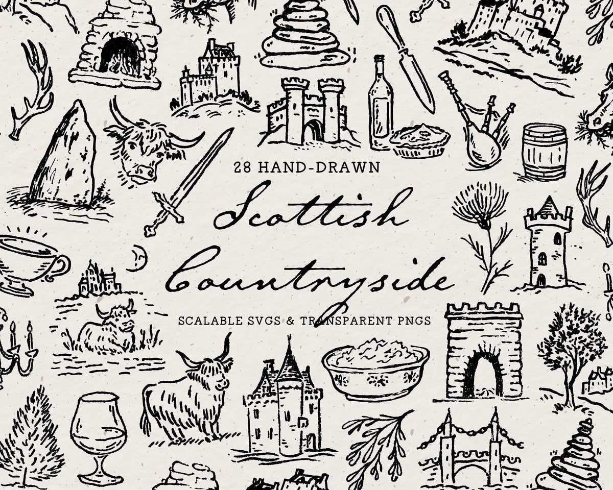 Scottish Countryside Doodle Pack, preview 1