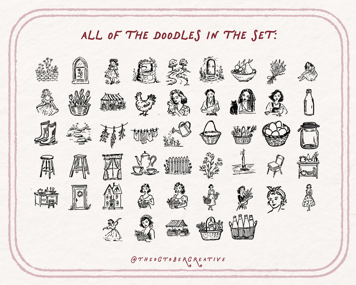 Cottagecore Life Doodle Pack, preview 4