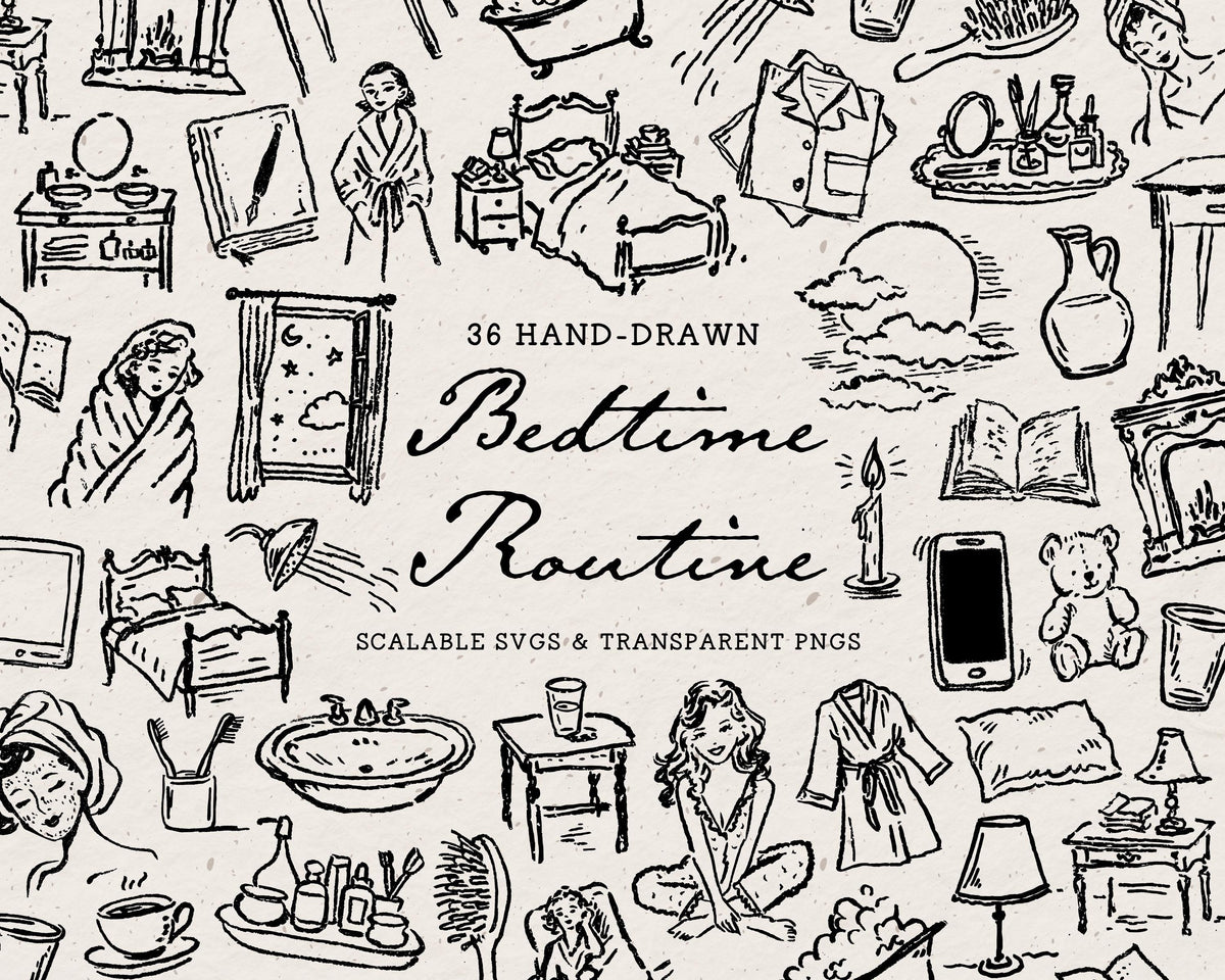 Bedtime Routine Doodle Pack, preview 1