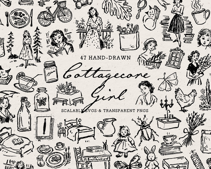 Cottagecore Girl Doodle Pack