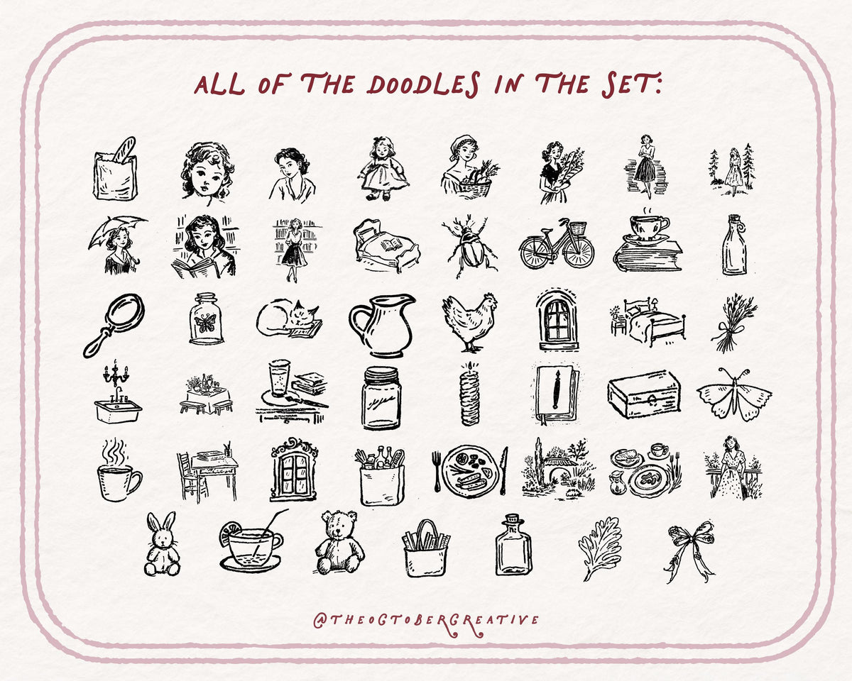 Cottagecore Girl Doodle Pack, preview 4