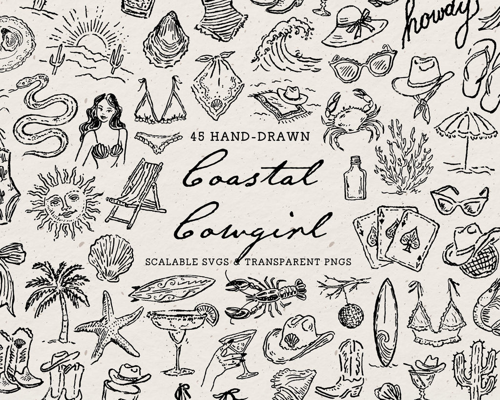 Coastal Cowgirl Doodle Pack, preview 1