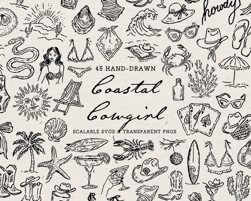 Coastal Cowgirl Doodle Pack, preview 1