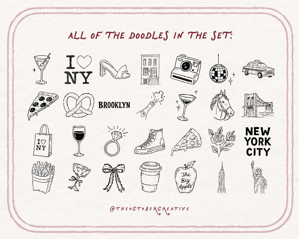 New York Bachelorette Doodle Pack, preview 5
