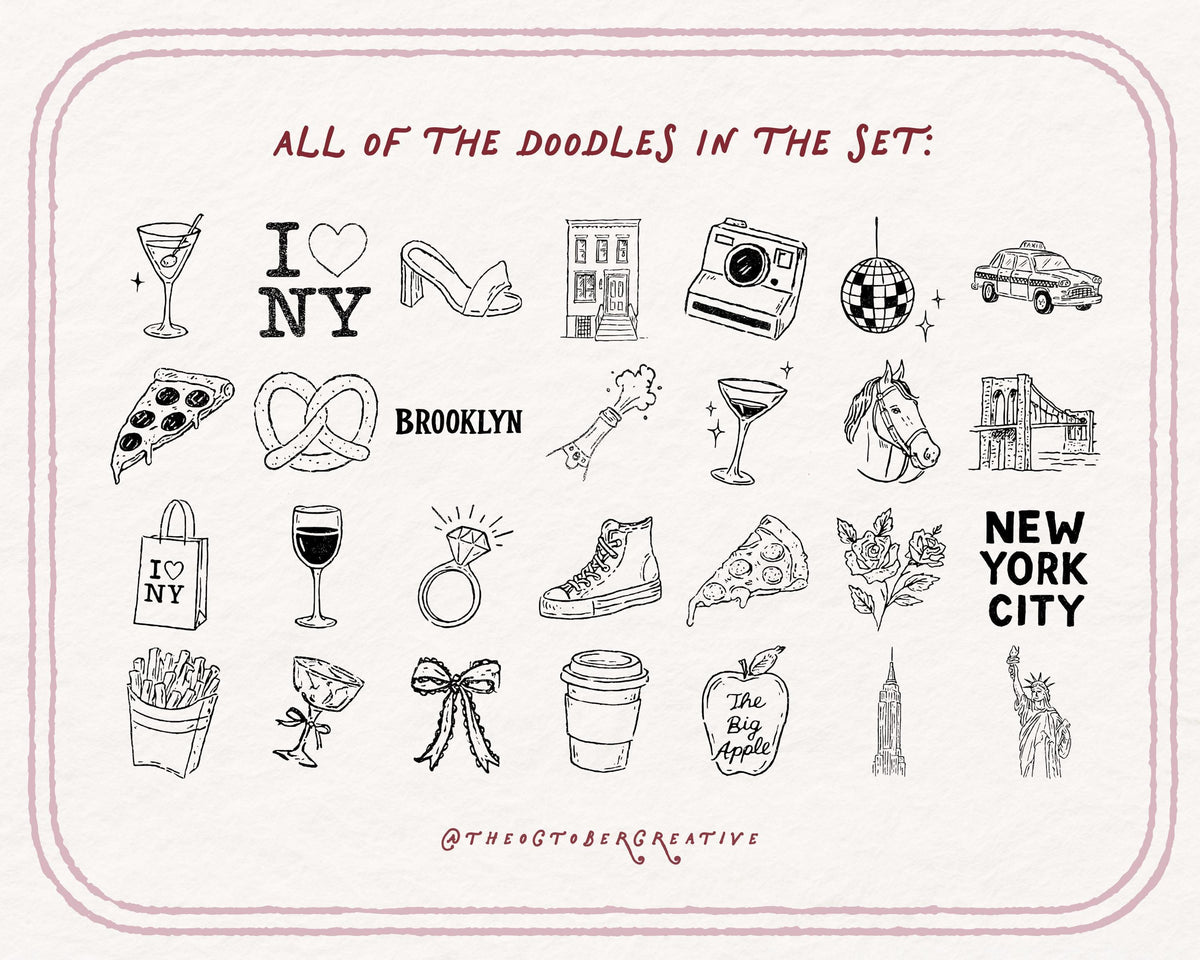 New York Bachelorette Doodle Pack, preview 5