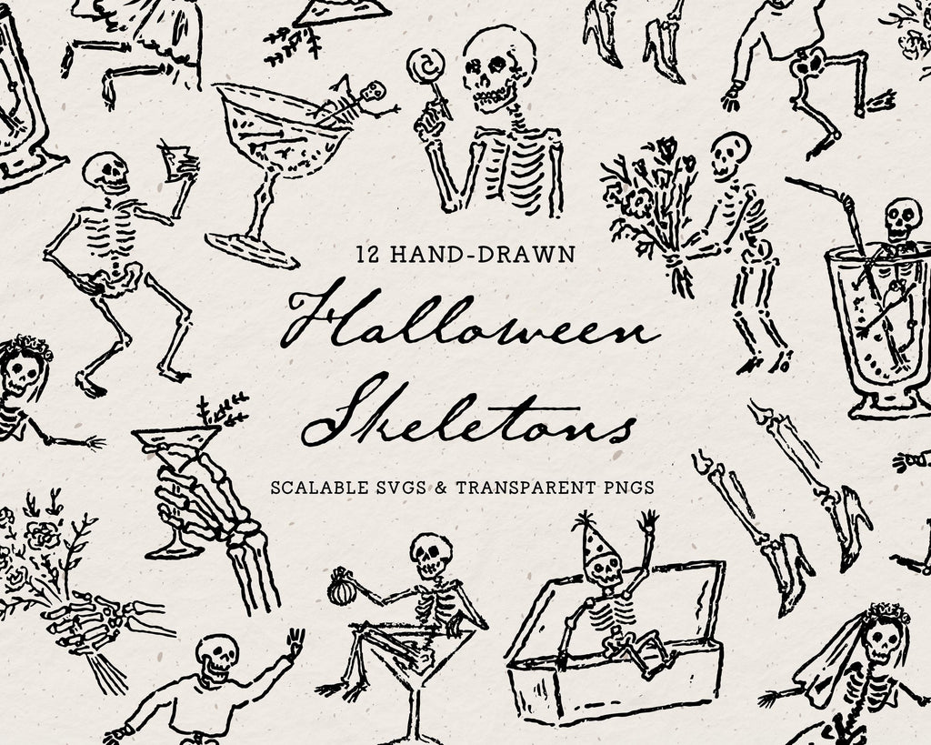 Halloween Skeletons Doodle Pack, preview 1