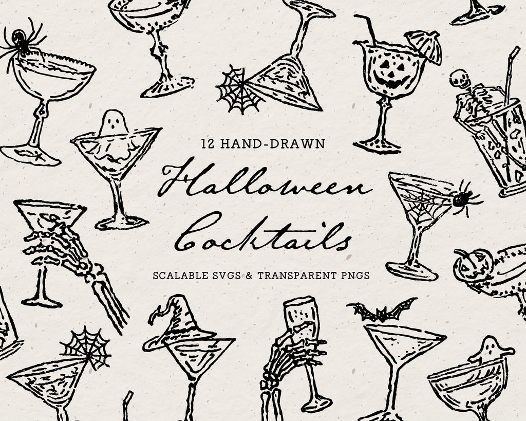 Halloween Cocktails Doodle Pack, preview 1