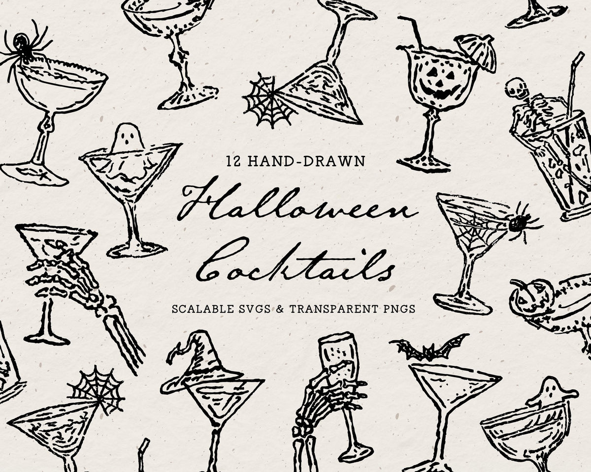 Halloween Cocktails Doodle Pack, preview 1
