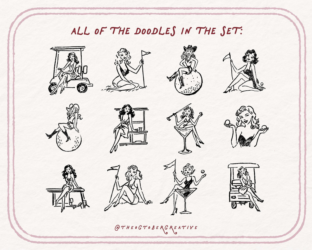 Golf Girlies Doodle Pack, preview 5