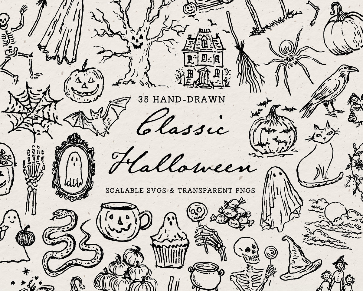 Classic Halloween Doodle Pack, preview 1