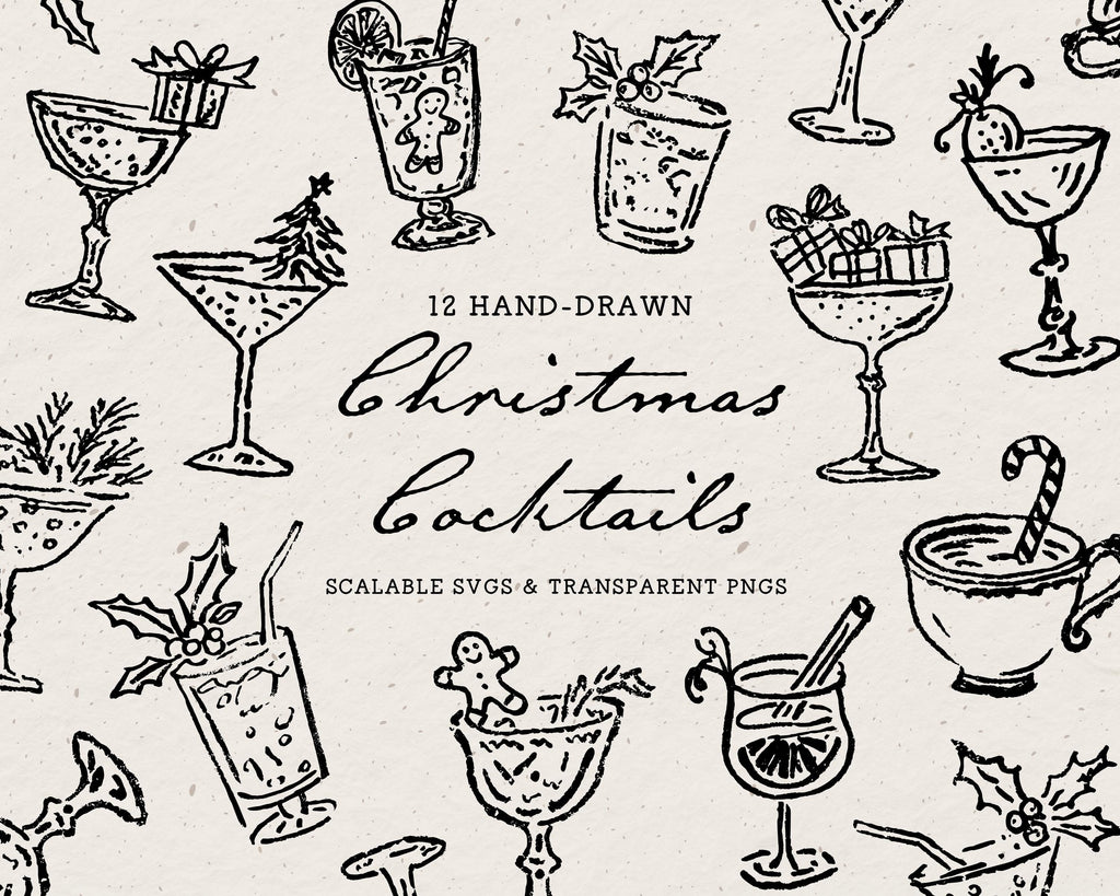 Christmas Cocktails Doodle Pack, preview 1