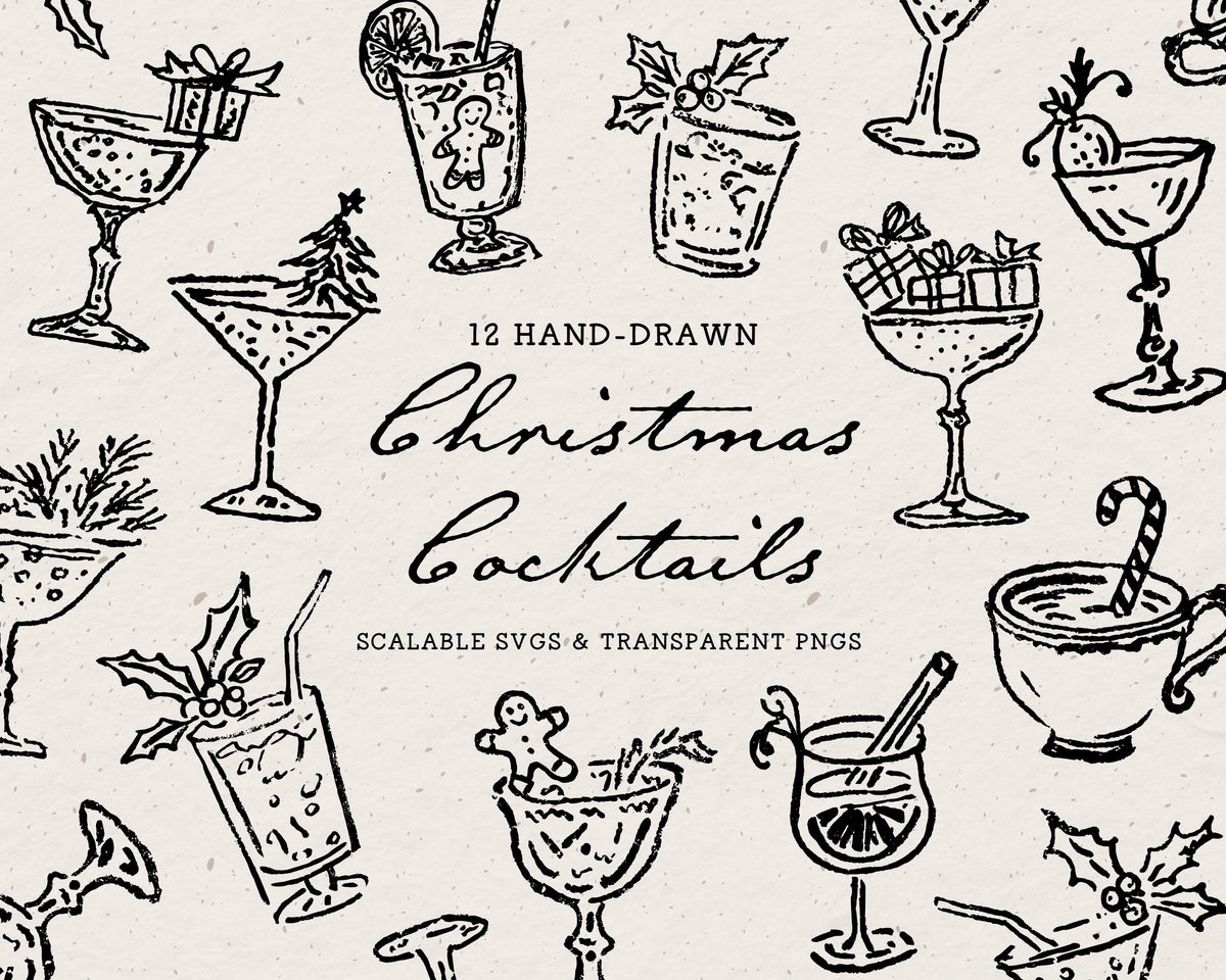 Christmas Cocktails Doodle Pack, preview 1