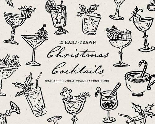 Christmas Cocktails Doodle Pack, preview 1