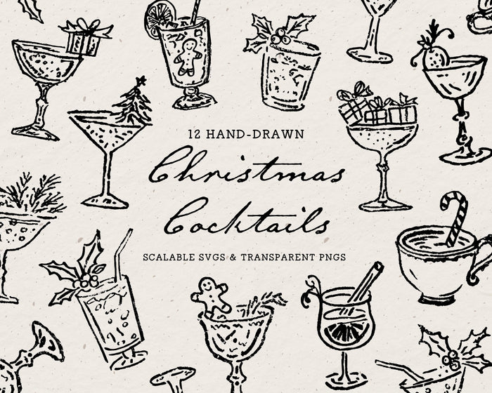 Christmas Cocktails Doodle Pack