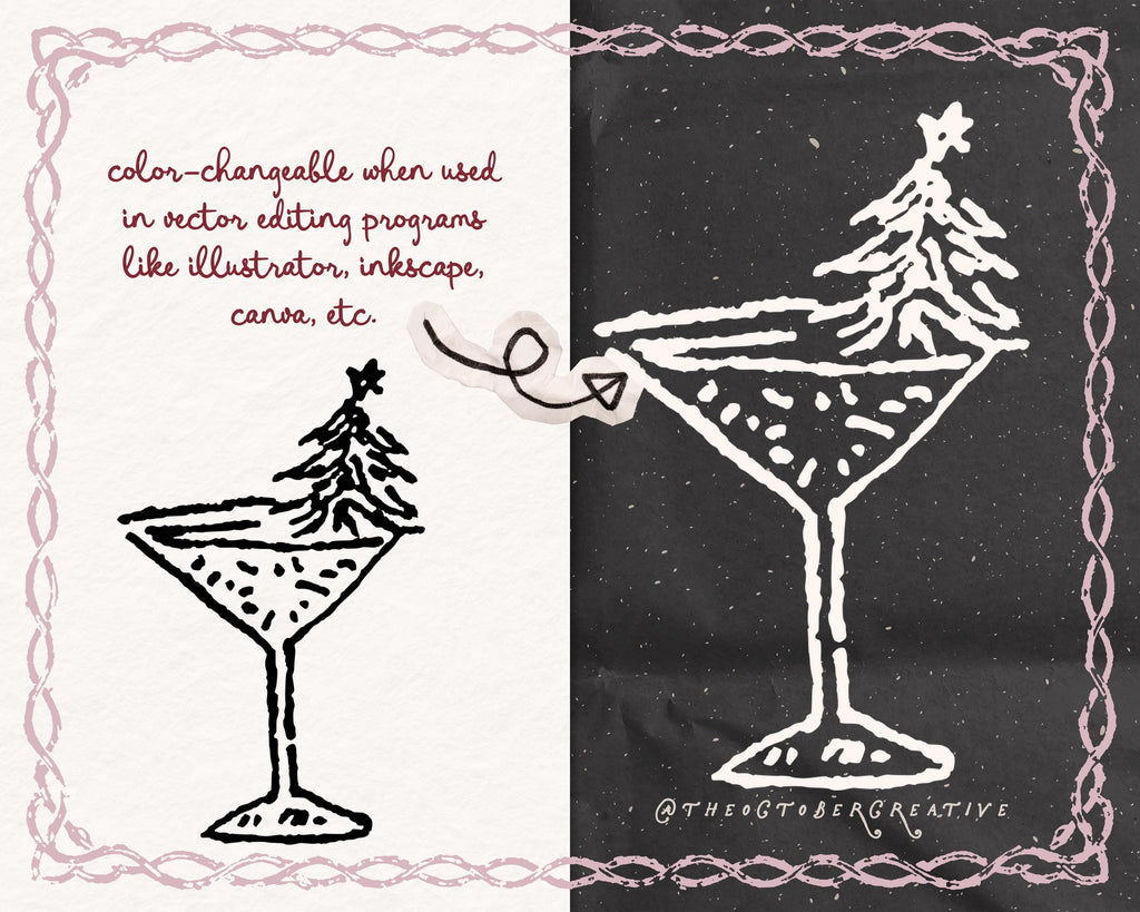 Christmas Cocktails Doodle Pack, preview 2