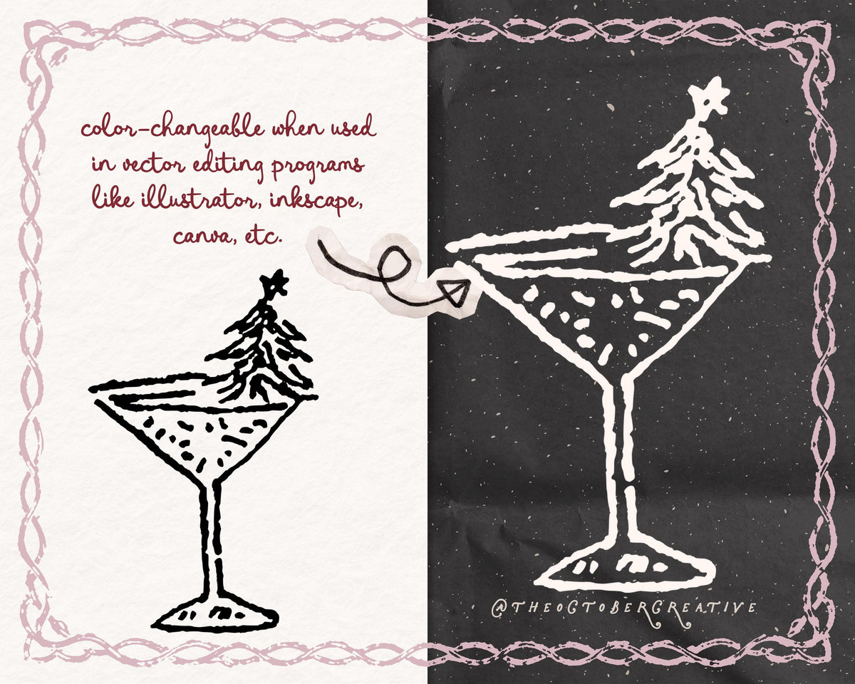 Christmas Cocktails Doodle Pack, preview 2