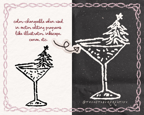 Christmas Cocktails Doodle Pack, preview 2