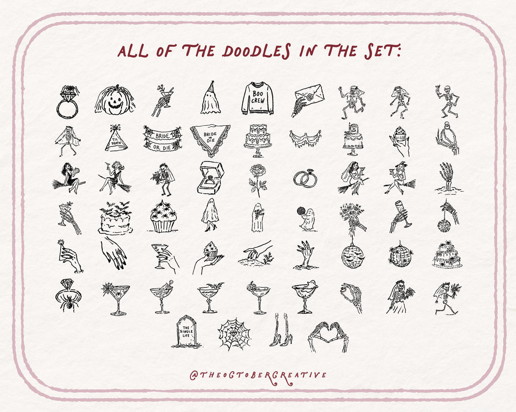 Spooky Bachelorette Doodle Pack, preview 4