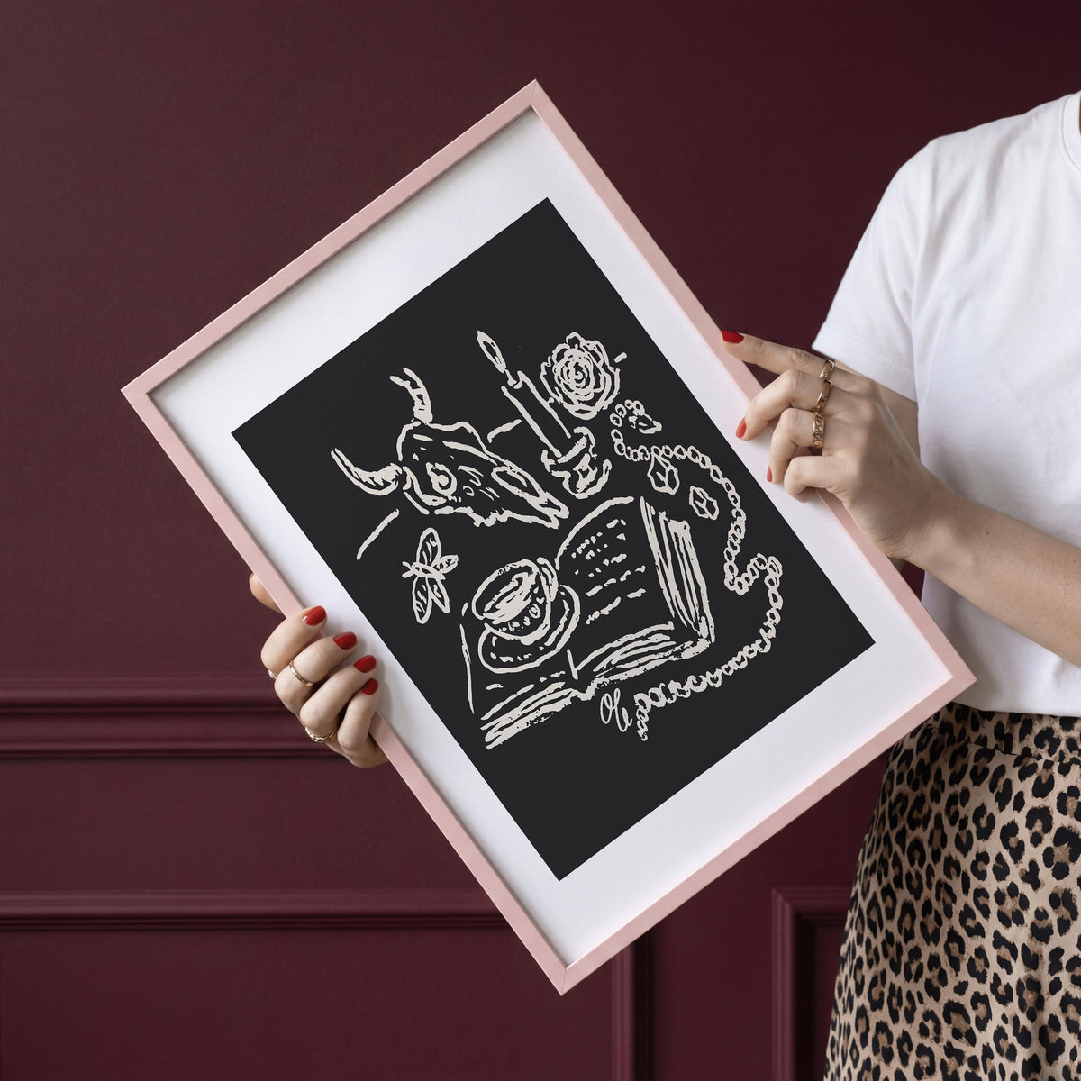 Skull & Rose Art Print, preview 3