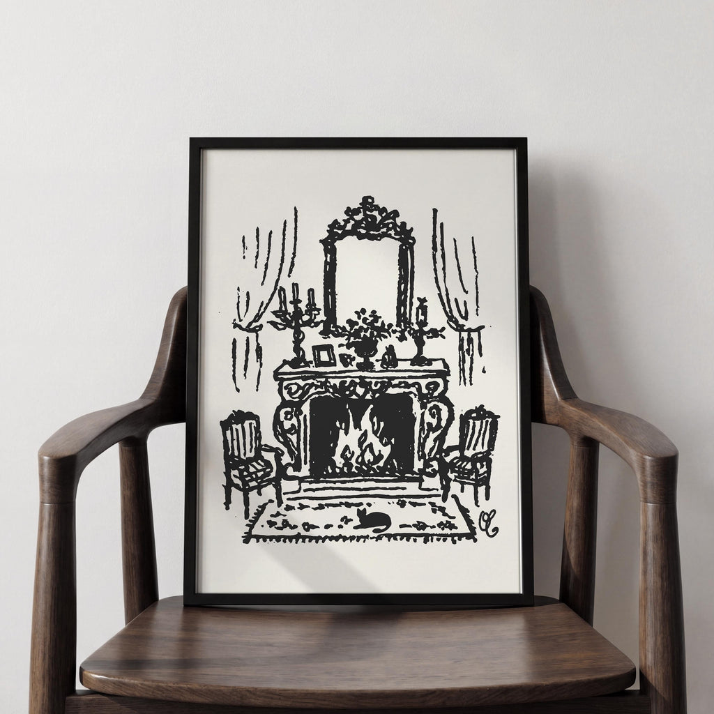 French Fireplace Art Print, preview 3
