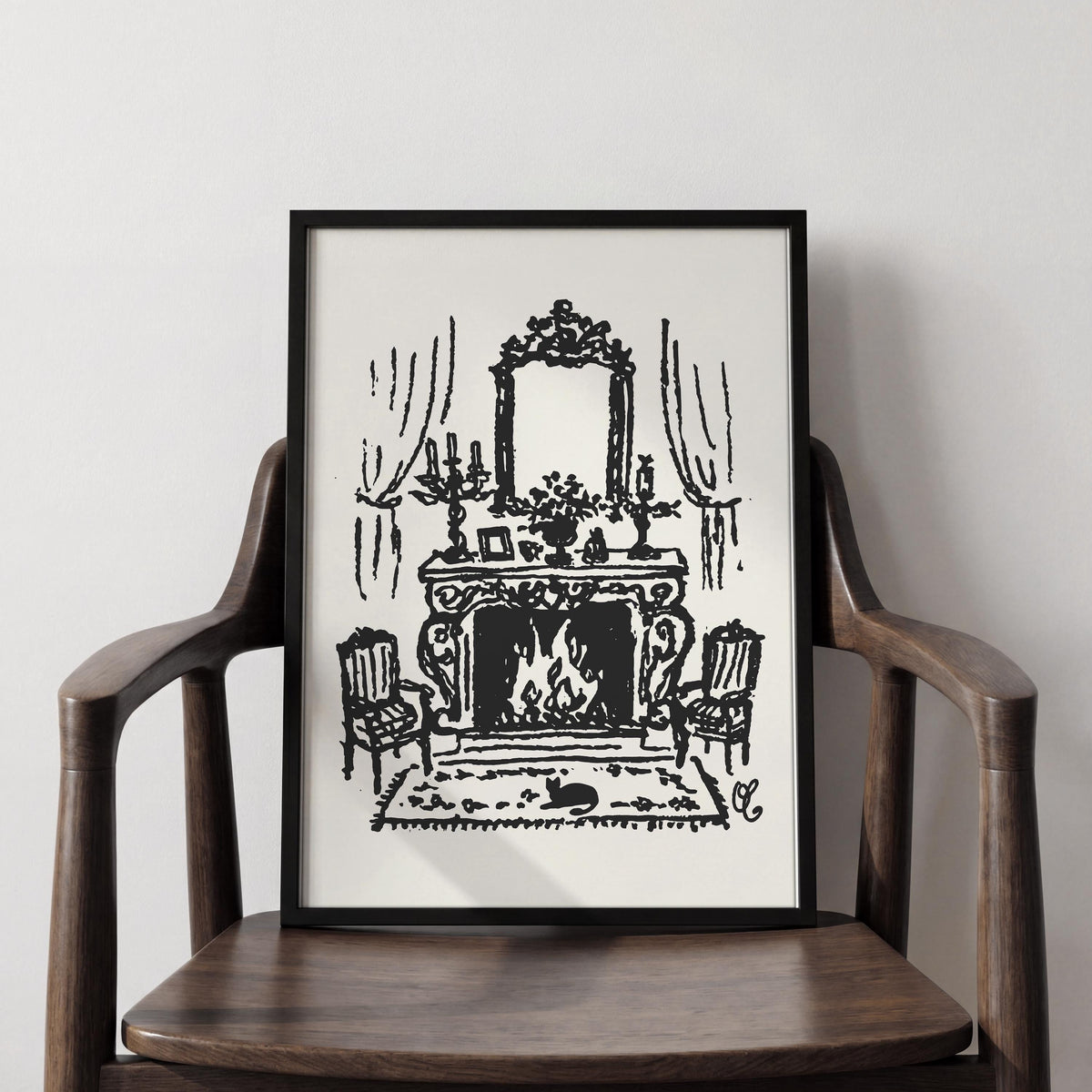 French Fireplace Art Print, preview 3