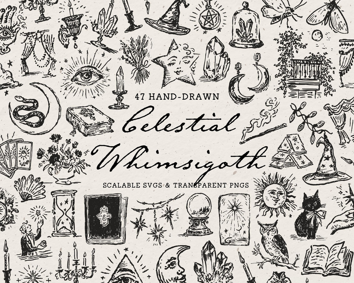 Celestial Whimsigoth Doodle Pack, preview 1