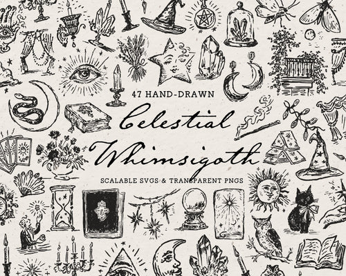Celestial Whimsigoth Doodle Pack, preview 1