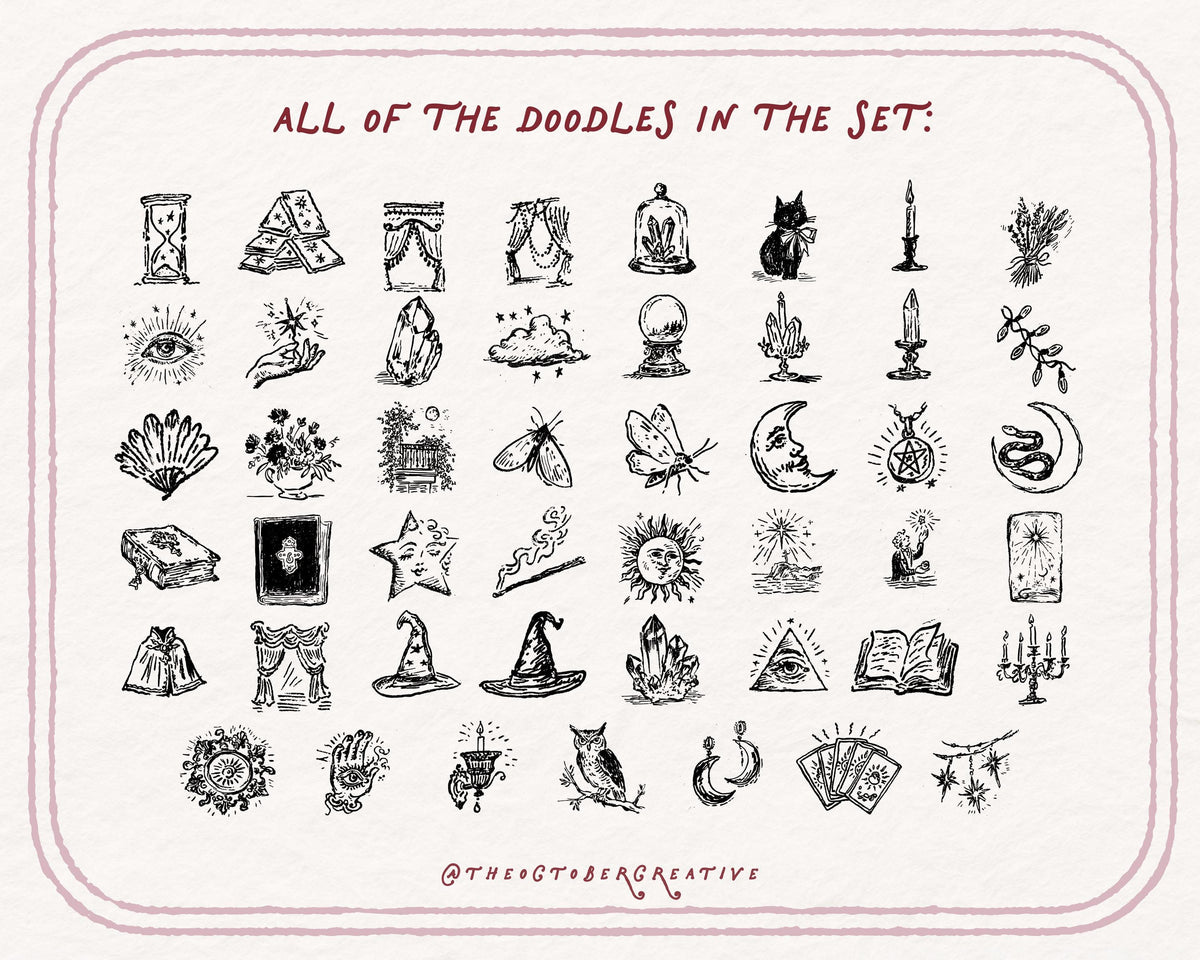 Celestial Whimsigoth Doodle Pack, preview 2