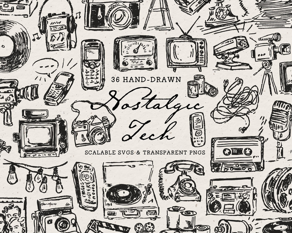 Nostalgic Tech Doodle Pack, preview 1