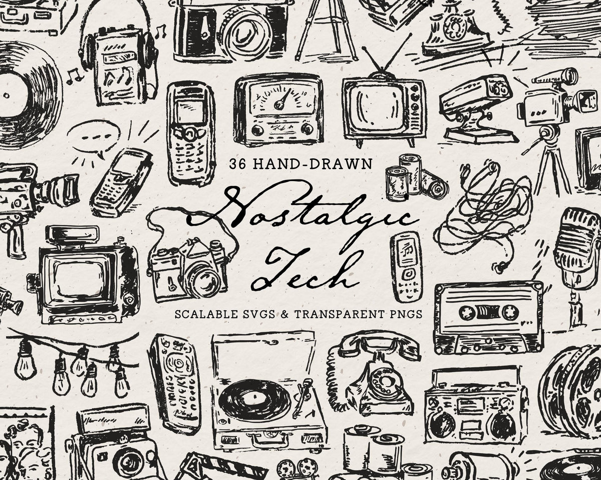 Nostalgic Tech Doodle Pack, preview 1