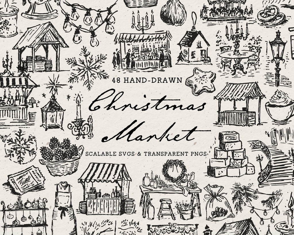 Christmas Market Doodle Pack, preview 1