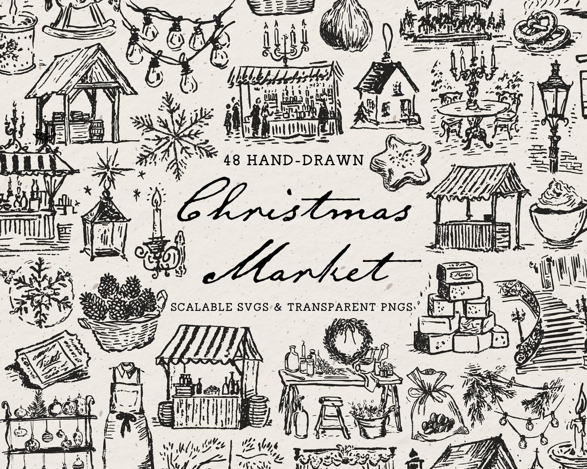 Christmas Market Doodle Pack, preview 1