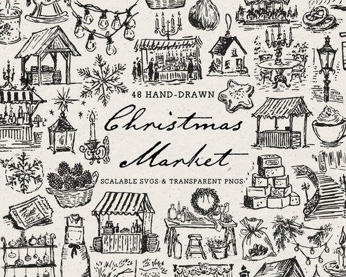 Christmas Market Doodle Pack, preview 1