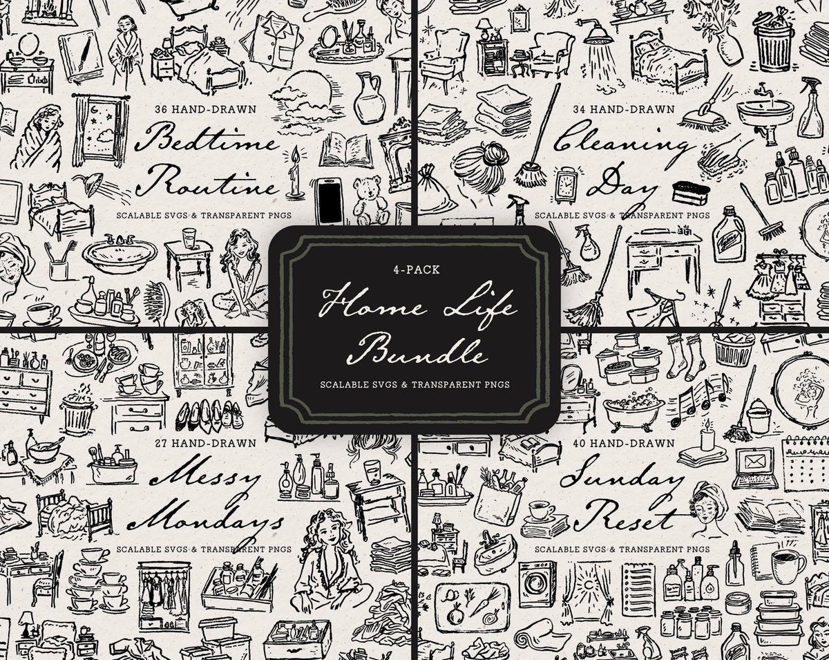 Home Life 4-Pack Doodle Bundle, preview 1