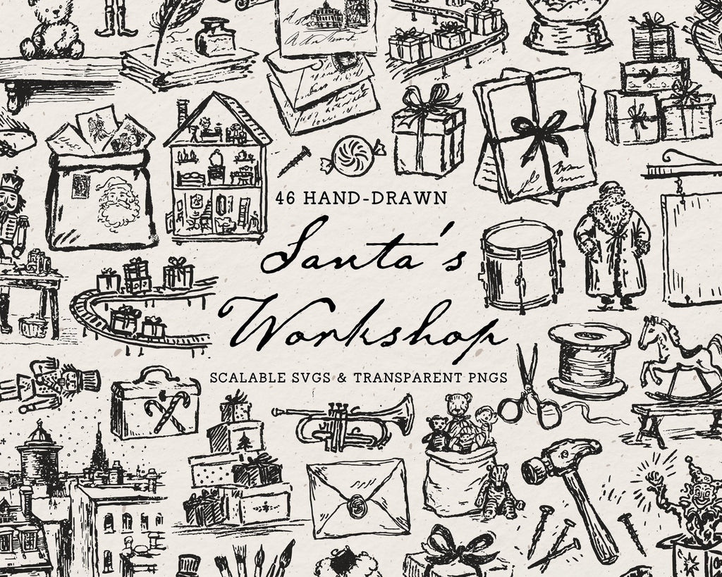 Santa's Workshop Doodle Pack, preview 1