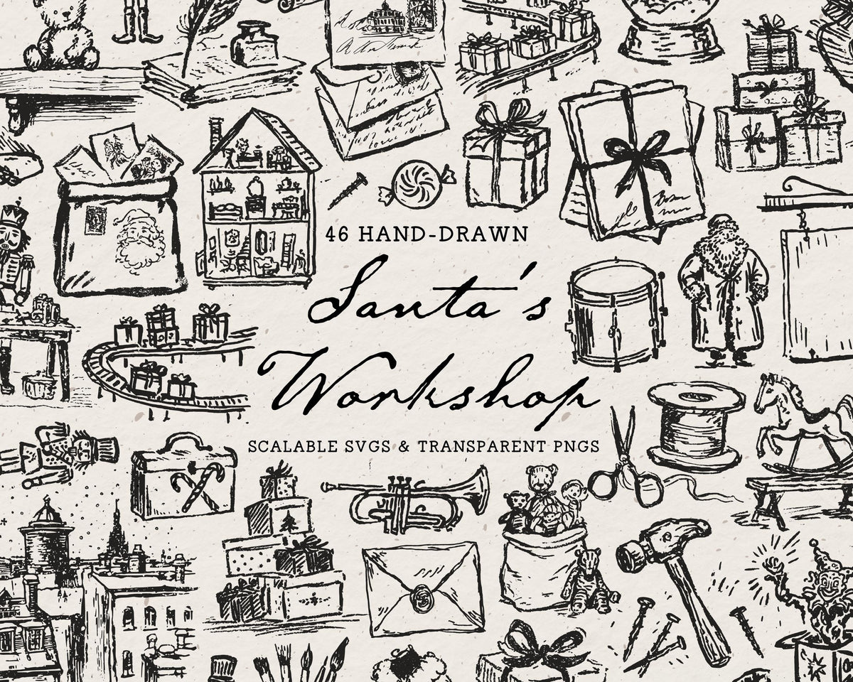 Santa's Workshop Doodle Pack, preview 1