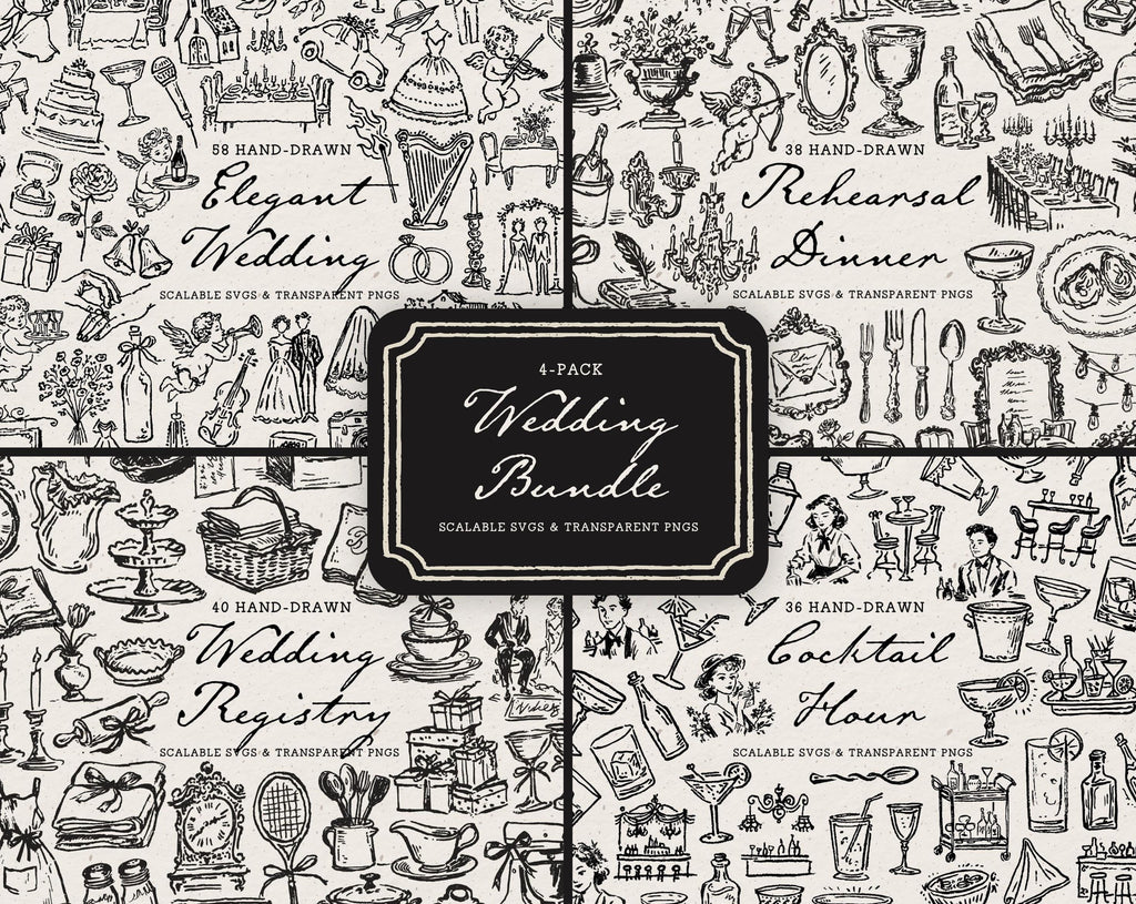 Wedding 4-Pack Doodle Bundle, preview 1