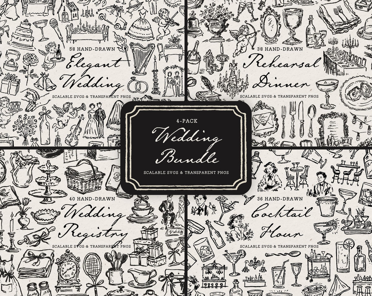 Wedding 4-Pack Doodle Bundle, preview 1